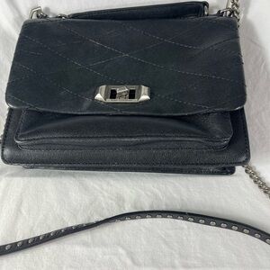 Rebecca Minkoff Je T'aime medium crossbody bag in black leather.